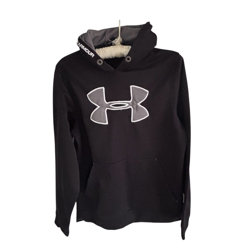 Under Armour Hoodie Black white Fleece Men’s SX Small Athleisure
